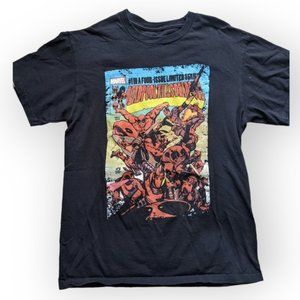 Marvel sides of deadpool comic book shirt medium